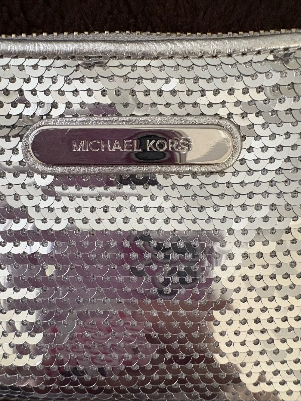 Michael Kors Silver Sequin Wristlet Clutch